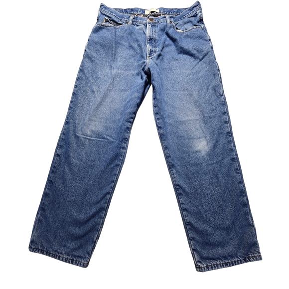L.L. Bean Flannel Lined Jeans Mens 38x30 Blue Classic Fit Double L Cotton Denim - Picture 1 of 9